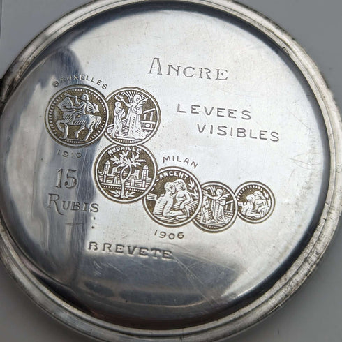 Antique Swiss Longbeen pocket watch thin silver side hunter case in good working order