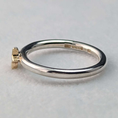 Anillo de plata de ley con estrella de oro de 9 quilates, fabricado en el Reino Unido, ALM