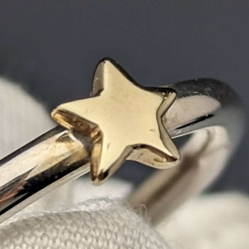 Anillo de plata de ley con estrella de oro de 9 quilates, fabricado en el Reino Unido, ALM