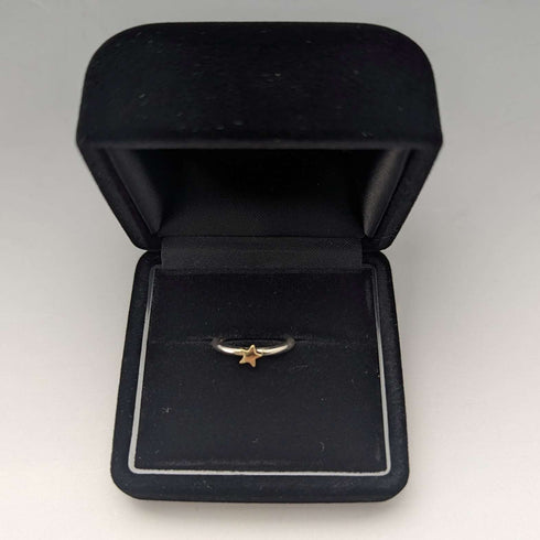 Anillo de plata de ley con estrella de oro de 9 quilates, fabricado en el Reino Unido, ALM