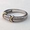 Anillo vintage británico de oro de 9 quilates, plata de ley y diamantes pequeños