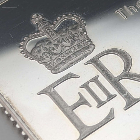 Réplica de sello de 5 libras en plata pura, 40 g, Jubileo de Plata del 25º aniversario de la coronación de Isabel II, 1977