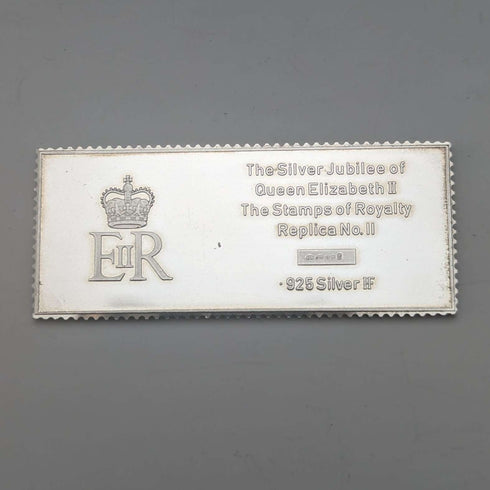 Réplica de sello de 1 libra de plata pura, Jubileo de plata del 25º aniversario de la coronación de Isabel II, 1977, 32 g