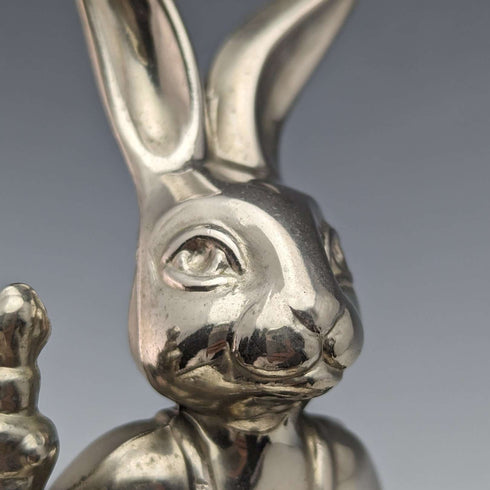 Figura de conejo de plata inglesa vintage, chapada en plata, Seba