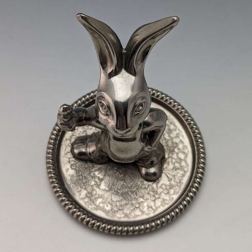 Figura de conejo de plata inglesa vintage, chapada en plata, Seba