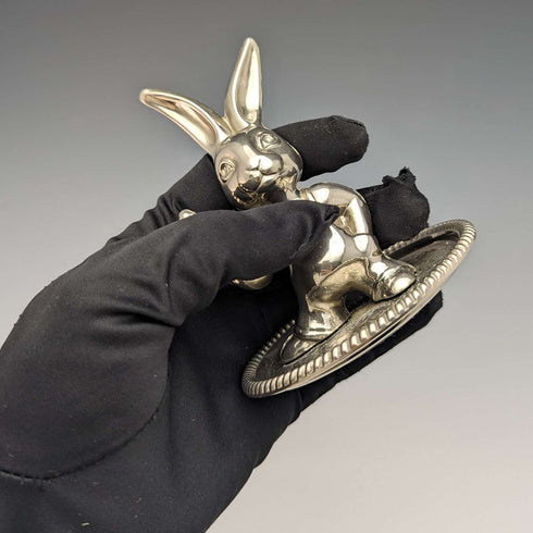Figura de conejo de plata inglesa vintage, chapada en plata, Seba