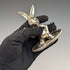 Figura de conejo de plata inglesa vintage, chapada en plata, Seba
