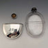 Petaca de cristal ovalada con decoración de plata antigua británica de 1900