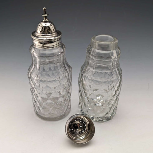 1779년 영국 앤틱 순은 & 컷 글라스 조미료 세트 Philip Freeman
