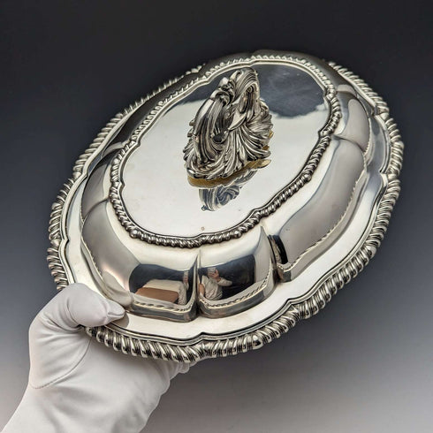 1904年 英国アンティーク シルバープレート製 オーバル型 エントレーディッシュ Elkington