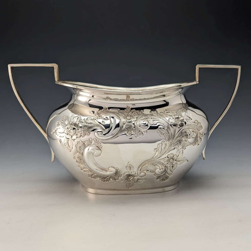 Azucarero de plata chapada, antiguo británico, hacia 1900, Needham, Veal & Tyzach