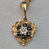 Colgante en forma de corazón de oro de 9 quilates y zafiro, vintage británico, con cadena