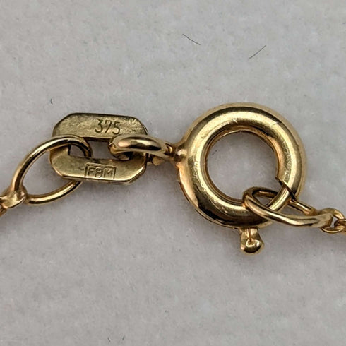 Colgante en forma de corazón de oro de 9 quilates y zafiro, vintage británico, con cadena
