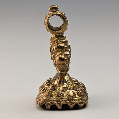 Sello de lacre antiguo británico, chapado en oro, tipo fob