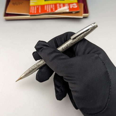 美国复古西华(Sheaffer)纯银自动铅笔,附替换笔芯及笔盒