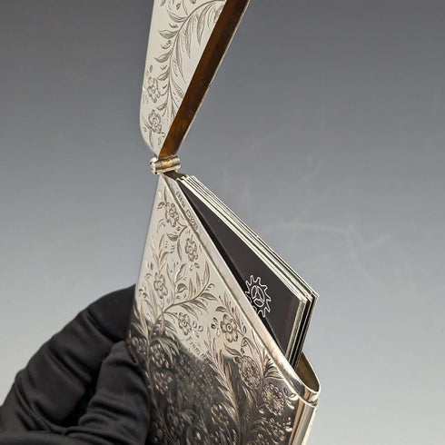 1901年 英国アンティーク 純銀製カードケース 86g ケース入 Stokes & Ireland