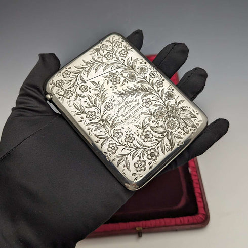 1901年 英国アンティーク 純銀製カードケース 86g ケース入 Stokes & Ireland