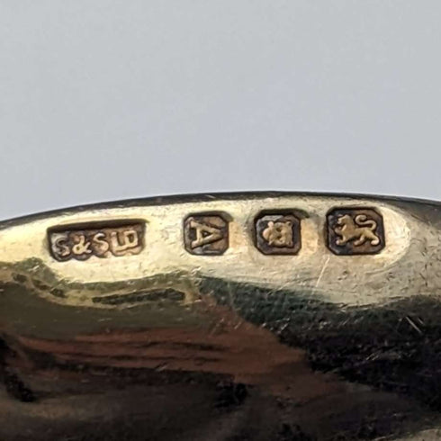 1936年 英国维多利亚风格 纯银涂油勺6件套(附盒)