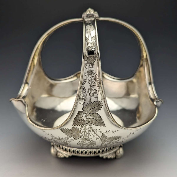 Circa 1880 British Antique Silver Plated Basket Henry Atkin Brothers