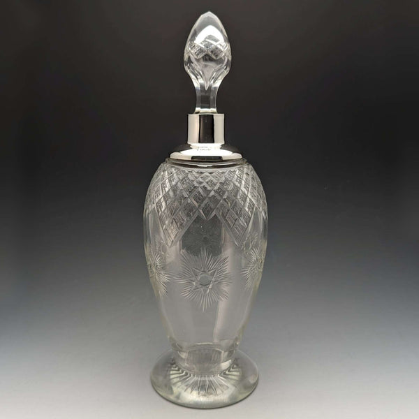 1910년 영국 앤티크 순은 장식 유리 디캔터 Deakin & Sons