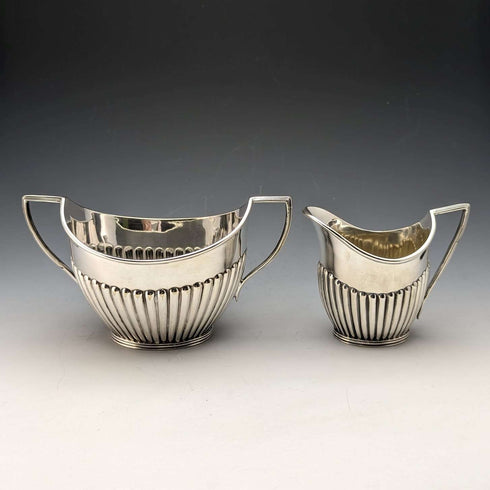 約 1905 年英國古董鍍銀糖罐和奶油罐 Mappin 和 Webb