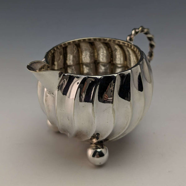 Jarra para nata de plata chapada, antigüedad británica de finales de la época victoriana
