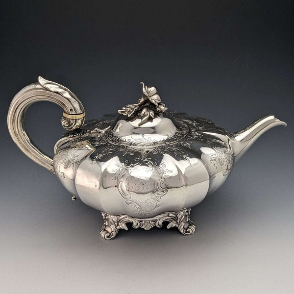 1847 年英國古董純銀瓜形茶壺 696 克 Charles&George