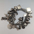 Pulsera de dijes de plata esterlina vintage británica, 79 g