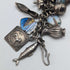 Pulsera de dijes de plata esterlina vintage británica, 79 g