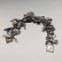 Pulsera de dijes de plata esterlina vintage británica, 79 g