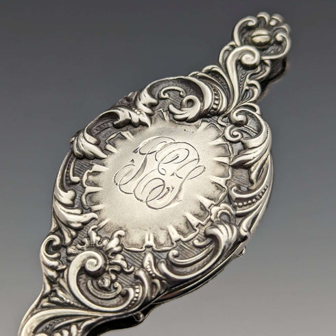 Lorgnette de plata de ley antigua de finales del siglo XIX, gafas plegables portátiles de EE. UU.