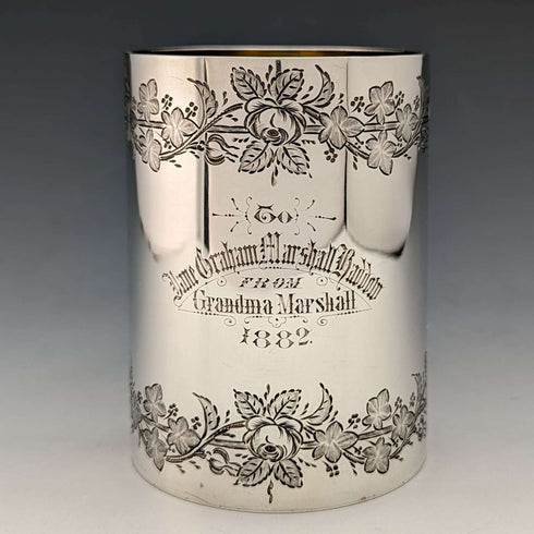 1874년 영국 앤틱 순은 머그컵 141g Mark Willis & Co.