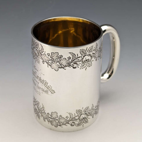 1874년 영국 앤틱 순은 머그컵 141g Mark Willis & Co.