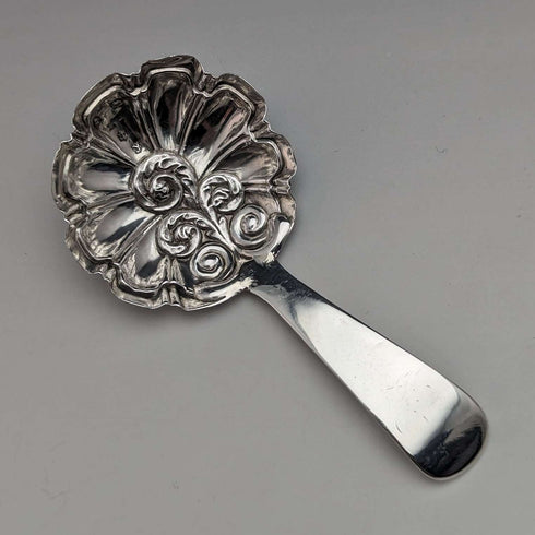 Cuchara para té de plata esterlina, antigüedad británica de principios del siglo XIX (con defectos)