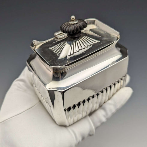 1889 British Antique Sterling Silver Tea Caddy 196g Henry Stratford