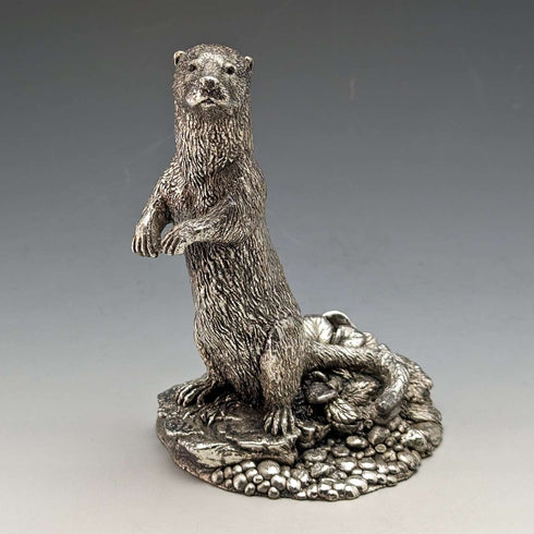 Figura decorativa de nutria chapada en plata, de Country Artists (Reino Unido), altura 127 mm