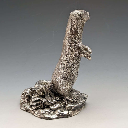 Figura decorativa de nutria chapada en plata, de Country Artists (Reino Unido), altura 127 mm