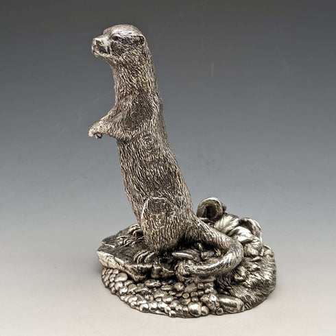 Figura decorativa de nutria chapada en plata, de Country Artists (Reino Unido), altura 127 mm