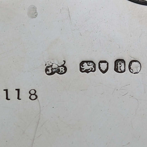 1861 年英國古董純銀 Salva 卡托盤直徑 23 公分 358 克 Edward & John Barnard
