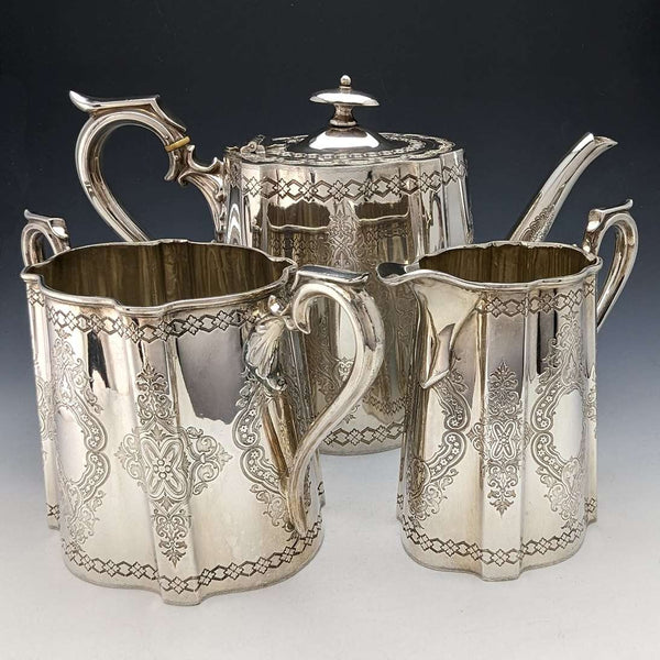 Juego de té de plata chapada, estilo antiguo inglés, c. 1880, Fenton Bros
