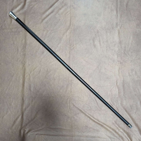 1920年 英国アンティーク 紳士用ステッキ 純銀彫刻 丸ハンドル ブラックシャフト 91.5cm