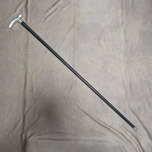 1892 British Antique Men's Cane Sterling Silver Derby Handle Brown Shaft 86.5cm