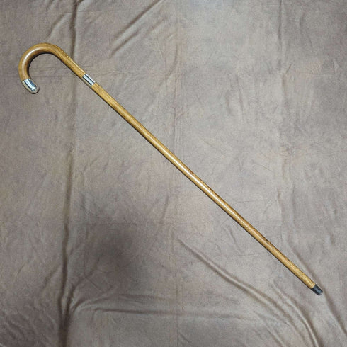 1926年 英国复古绅士手杖 纯银装饰 棕色木纹杆 92.5cm