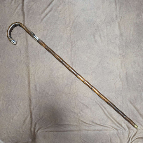 1930年 英国ヴィンテージ 紳士用ステッキ 純銀装飾 バンブーシャフト 91cm