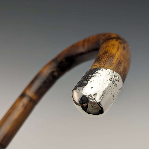 1930年 英国ヴィンテージ 紳士用ステッキ 純銀装飾 バンブーシャフト 91cm