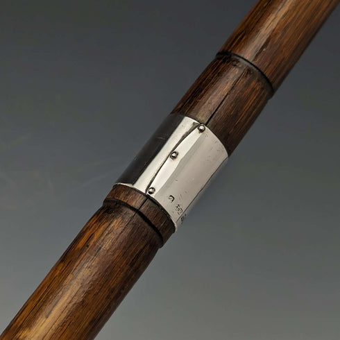 1930年 英国ヴィンテージ 紳士用ステッキ 純銀装飾 バンブーシャフト 91cm