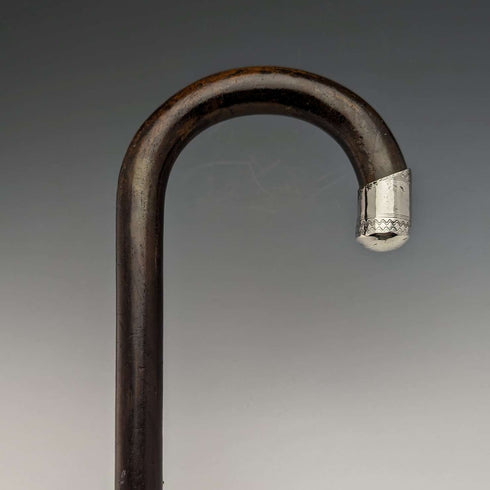 Bastón de caballero vintage británico de 1931, con adornos de plata de ley y fuste marrón, 92 cm