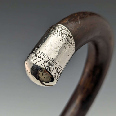 Bastón de caballero vintage británico de 1931, con adornos de plata de ley y fuste marrón, 92 cm