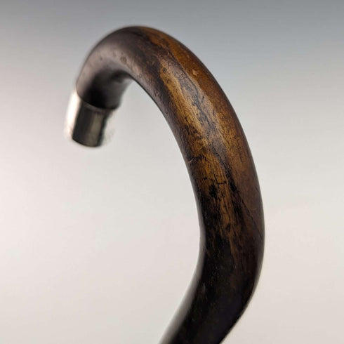 Bastón de caballero vintage británico de 1931, con adornos de plata de ley y fuste marrón, 92 cm