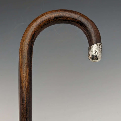 Bastón británico antiguo para caballero, 1919, ligero, con decoración de plata de ley y eje marrón, 90 cm